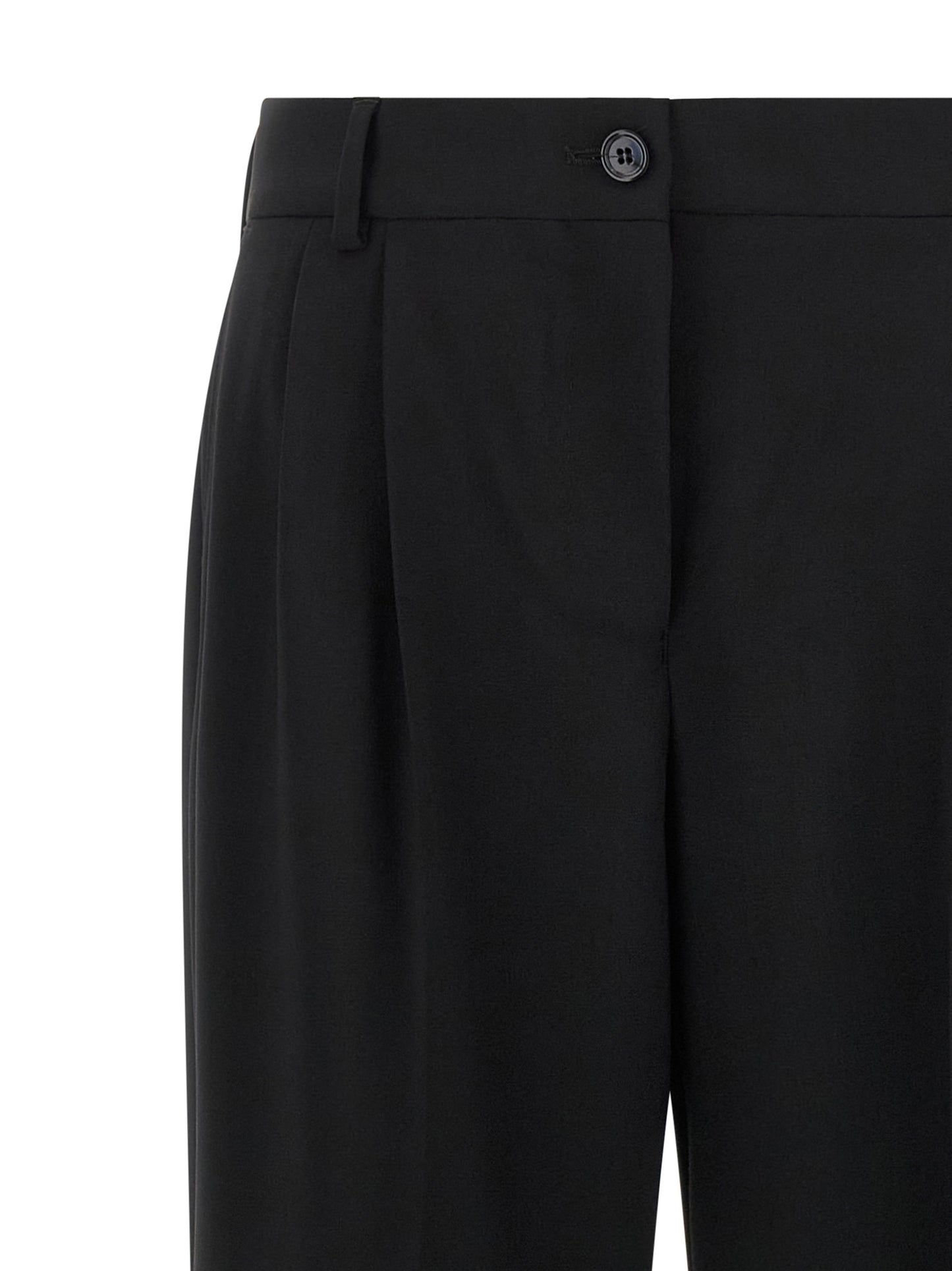 Black Virgin Wool Casual Pants