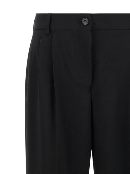 Black Virgin Wool Casual Pants