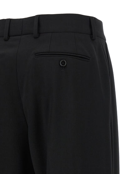 Black Virgin Wool Casual Pants