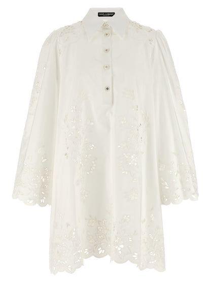 White Cotton Short Dress