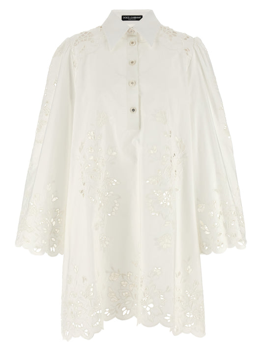 White Cotton Short Dress