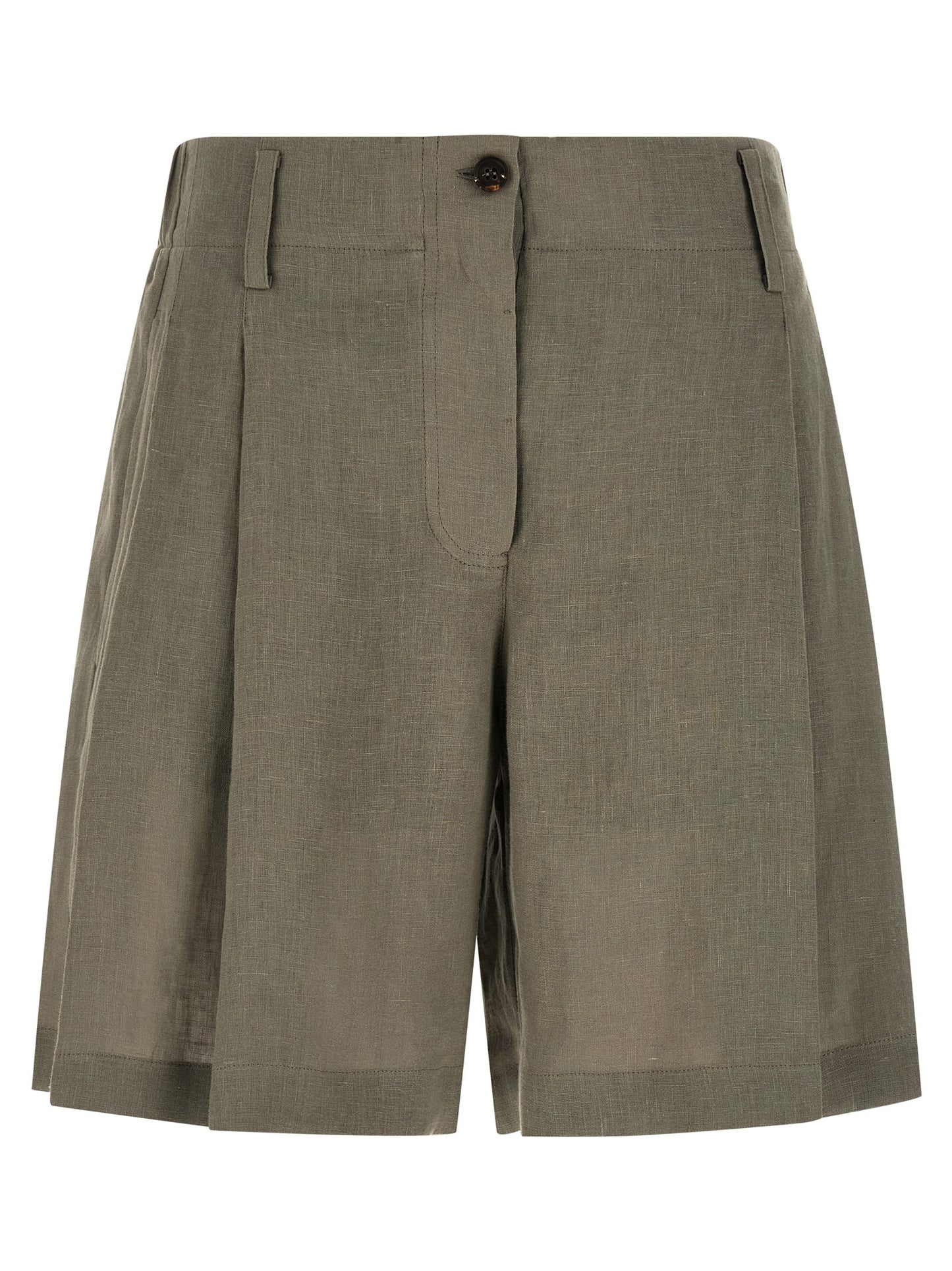 Bicolor Linen Bermuda Shorts