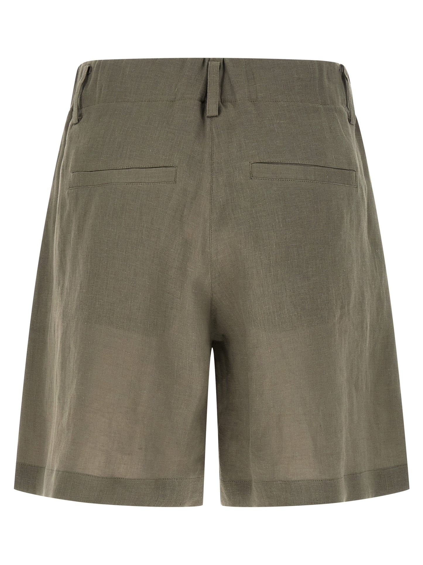 Bicolor Linen Bermuda Shorts