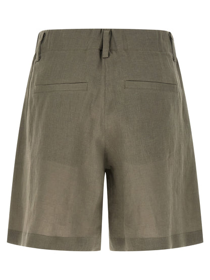 Bicolor Linen Bermuda Shorts