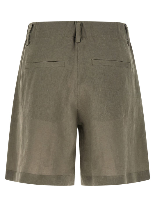 Bicolor Linen Bermuda Shorts