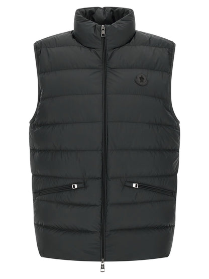 Black Polyester Sleeveless Jacket