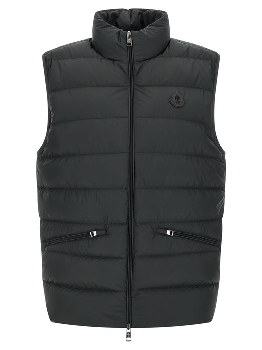 Black Polyester Sleeveless Jacket
