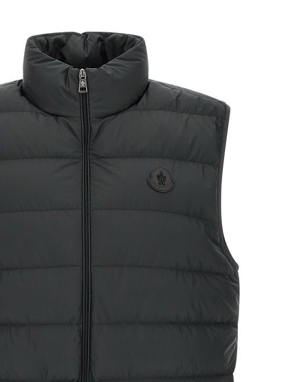 Black Polyester Sleeveless Jacket