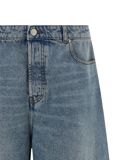 Blue Cotton Bermuda Shorts