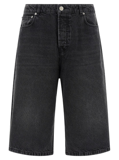 Black Cotton Bermuda Shorts
