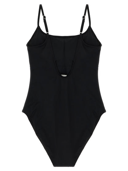 Black Nylon One-Piece Swimsuit