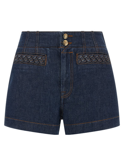 Blue Cotton Bermuda Shorts