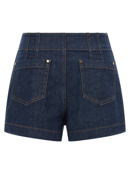 Blue Cotton Bermuda Shorts