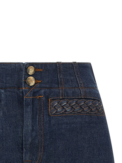 Blue Cotton Bermuda Shorts