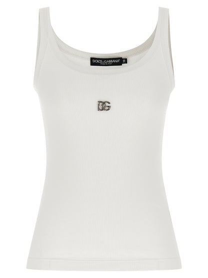 White Cotton Sleeveles T-Shirt