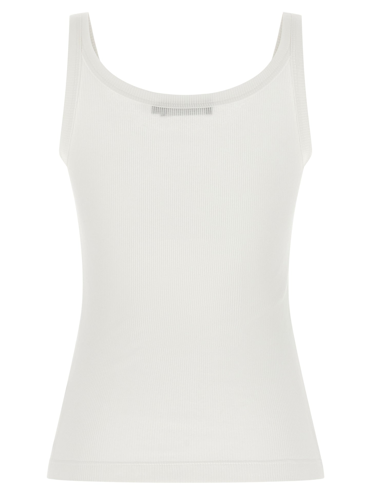 White Cotton Sleeveles T-Shirt