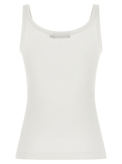 White Cotton Sleeveles T-Shirt