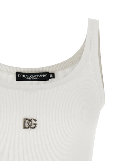 White Cotton Sleeveles T-Shirt