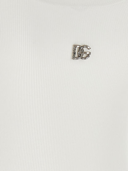 White Cotton Sleeveles T-Shirt