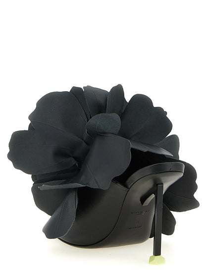 Black Leather Stiletto Heel Sandals