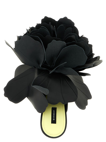 Black Leather Stiletto Heel Sandals