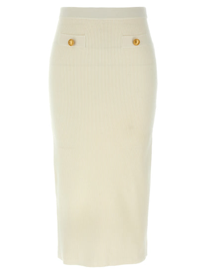 White Wool Midi Skirt