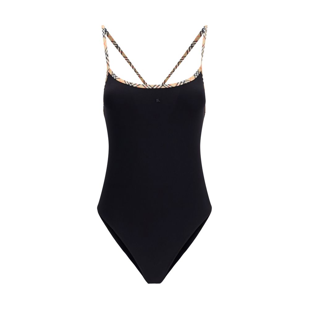 Black Elastane One-Piece Swimsuit
