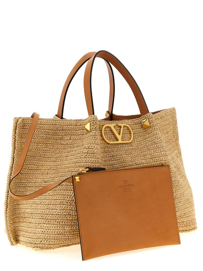 Beige Straw Tote Bag