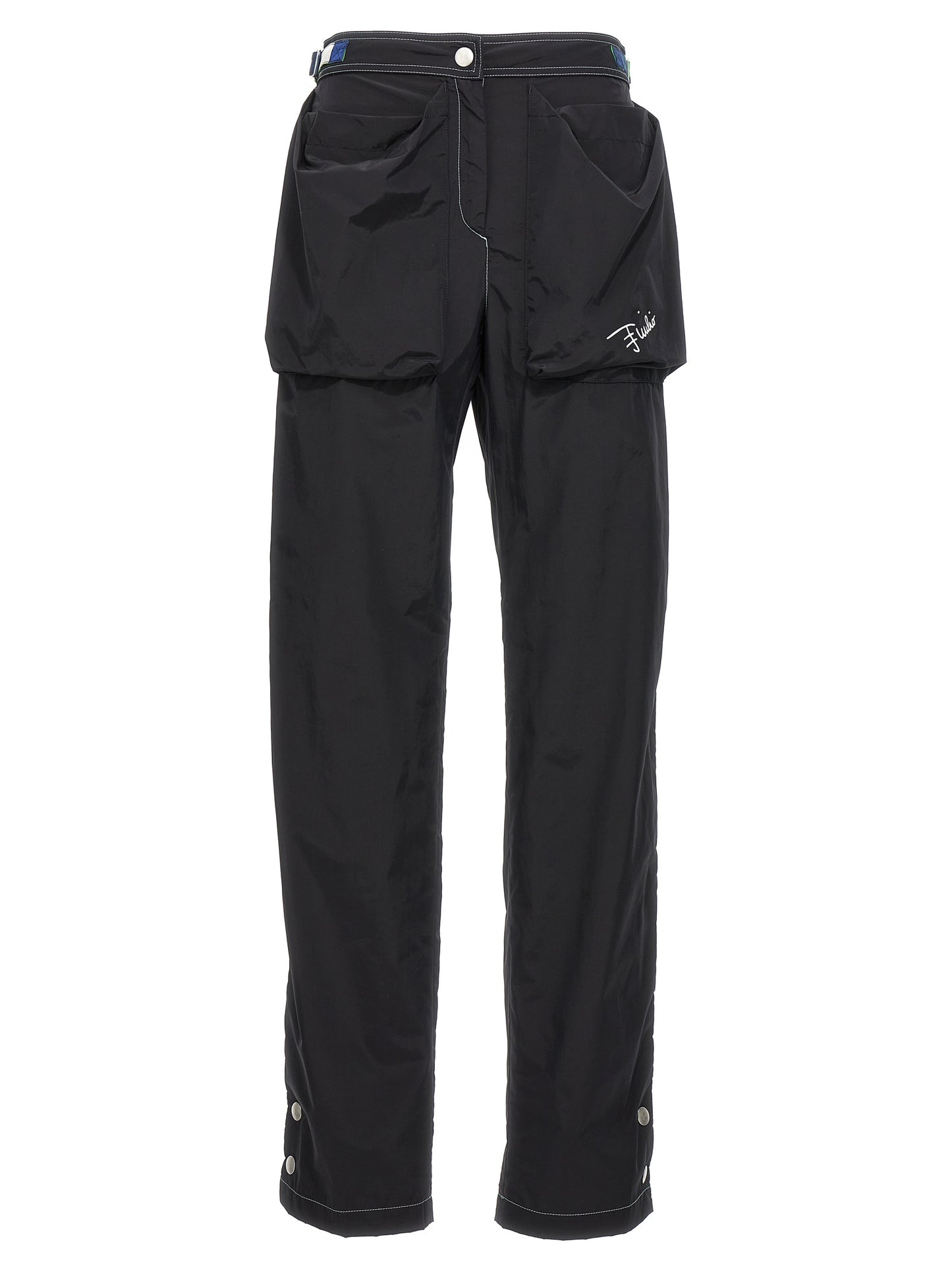 Black Polyamide Casual Pants