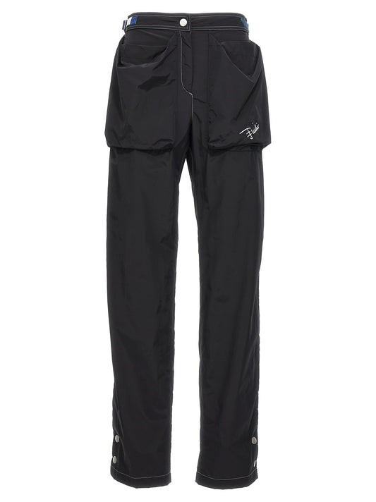 Black Polyamide Casual Pants