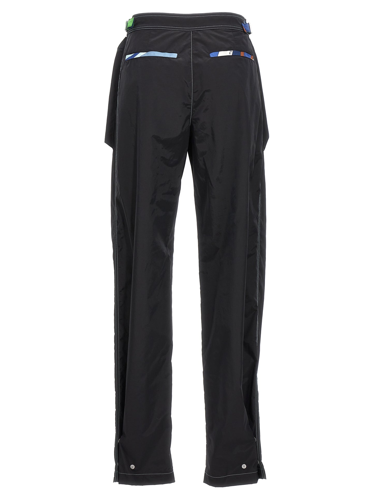 Black Polyamide Casual Pants