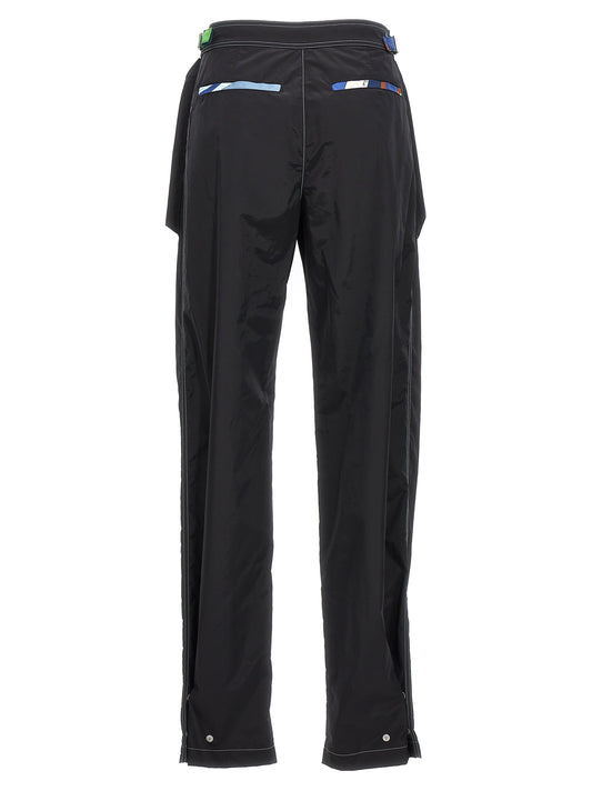 Black Polyamide Casual Pants