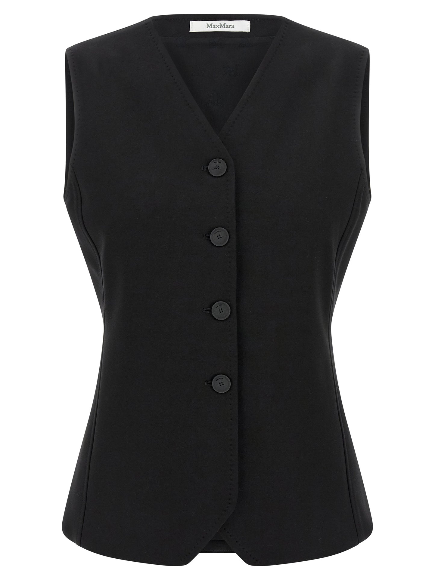 Black Viscose Sleeveless Jacket