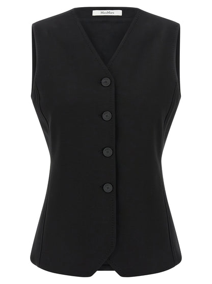 Black Viscose Sleeveless Jacket