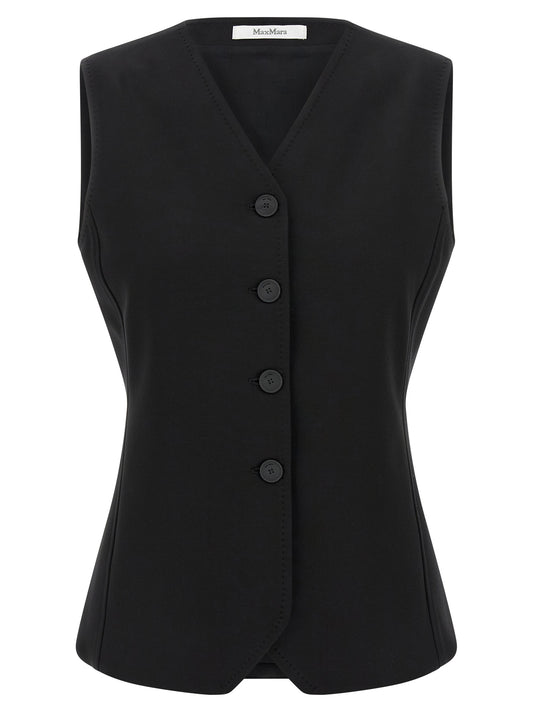 Black Viscose Sleeveless Jacket