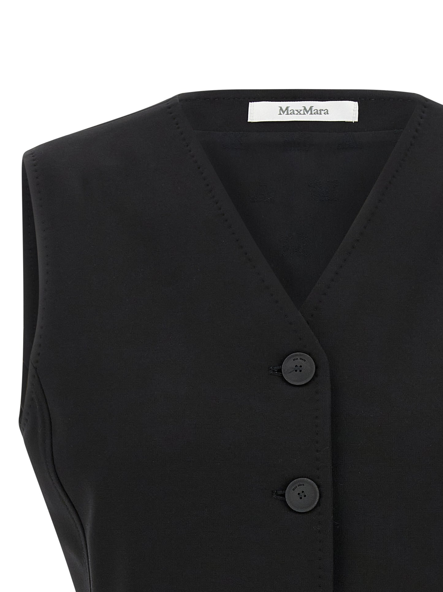 Black Viscose Sleeveless Jacket
