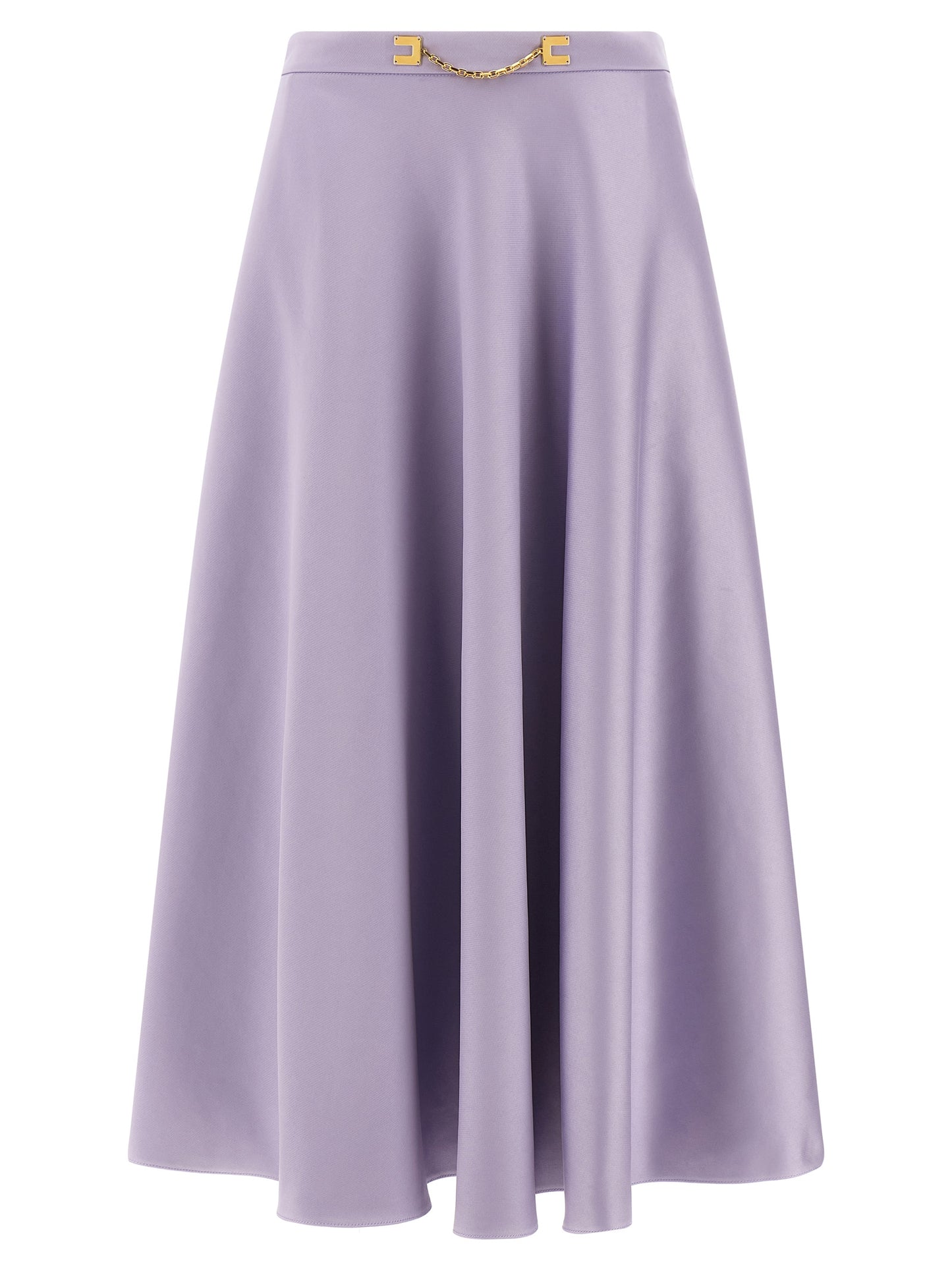 Purple Polyester Midi Skirt