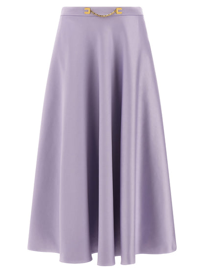 Purple Polyester Midi Skirt