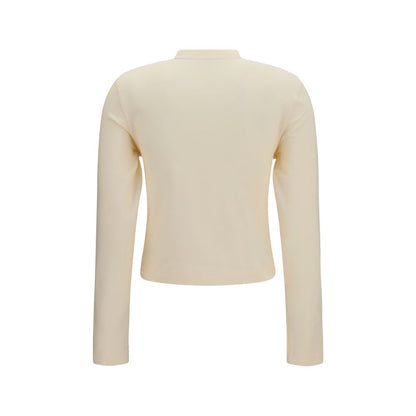 Beige Cotton Long Sleeve T-Shirt