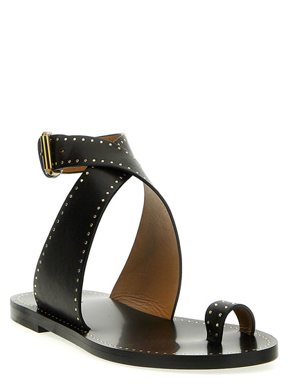 Black Calfskin Flat Sandals