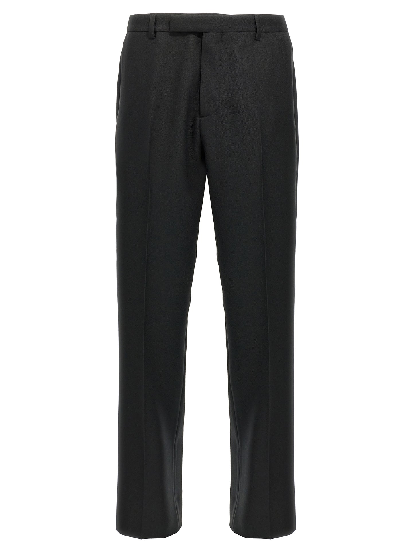 Black Polyester Casual Pants