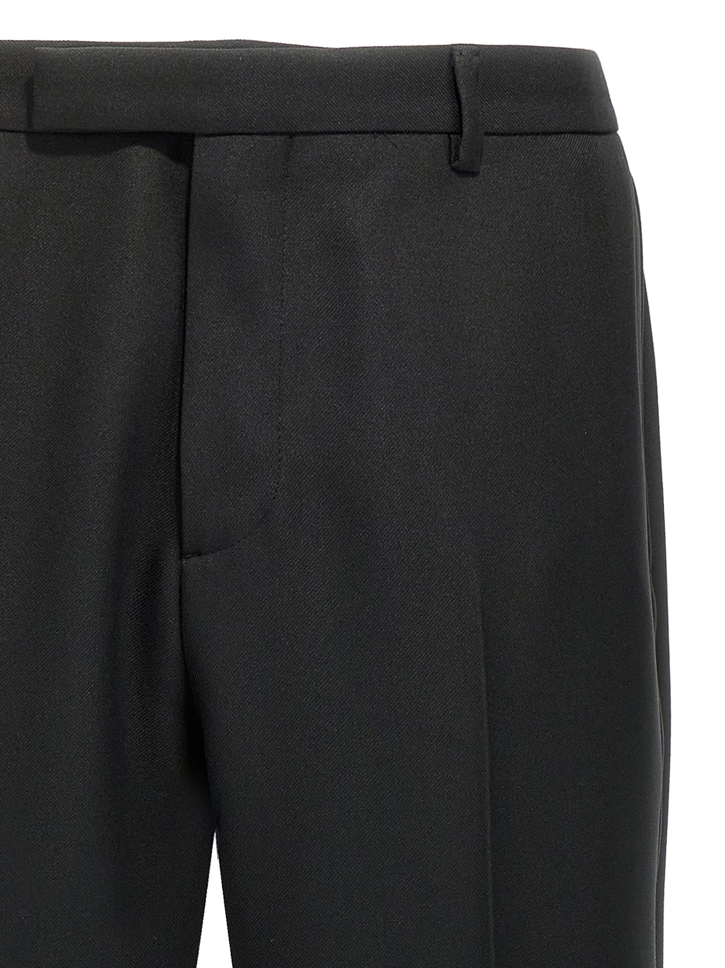 Black Polyester Casual Pants