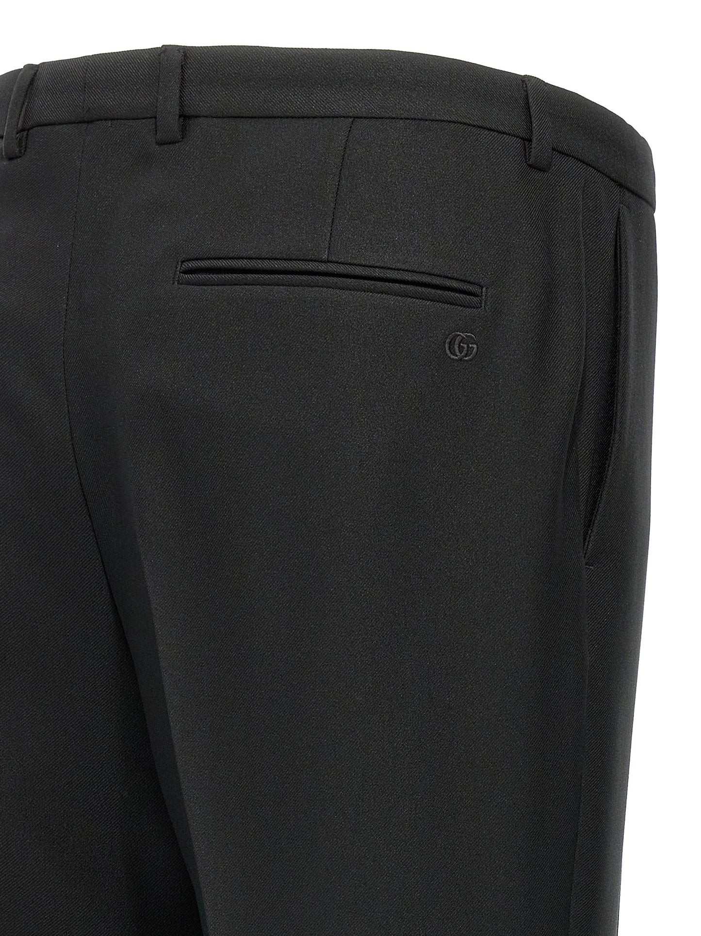 Black Polyester Casual Pants