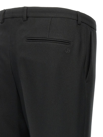 Black Polyester Casual Pants