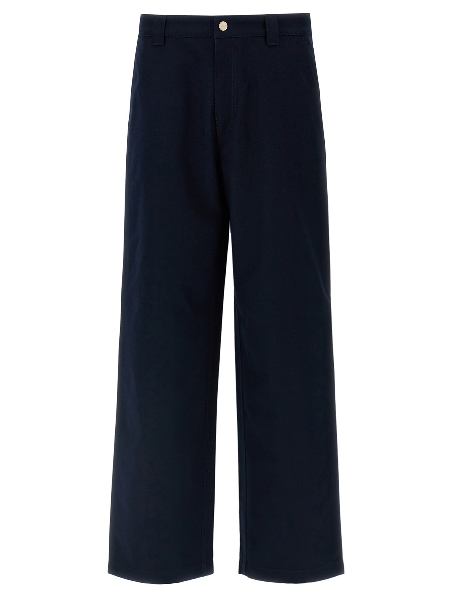 Blue Cotton Casual Pants