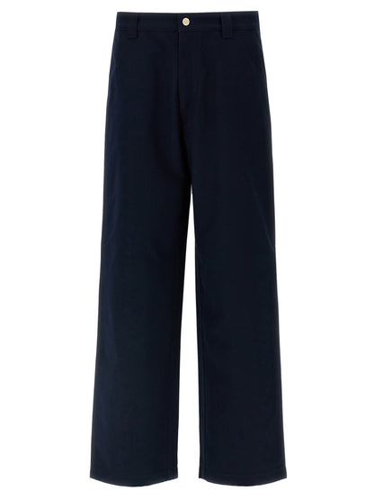 Blue Cotton Casual Pants