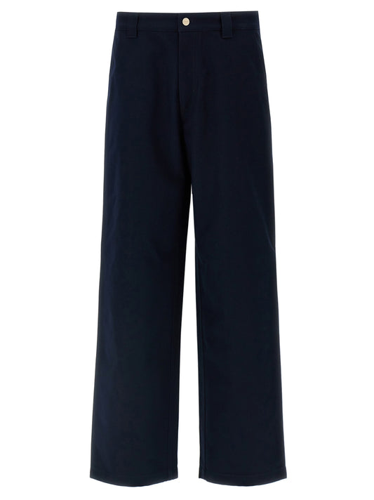Blue Cotton Casual Pants
