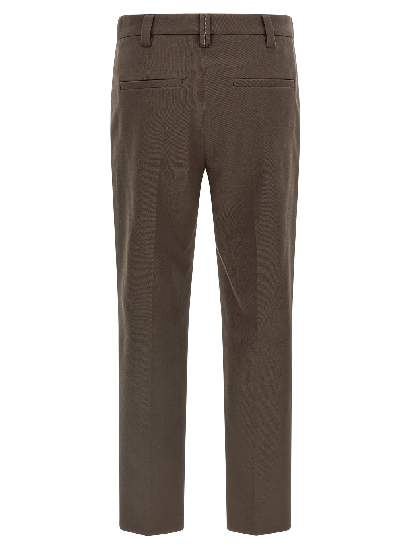 Brown Cotton Casual Pants