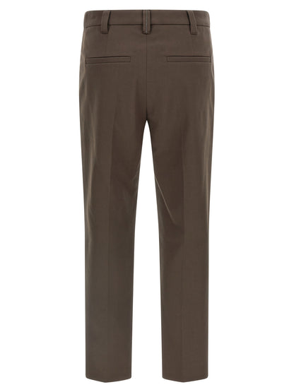 Brown Cotton Casual Pants