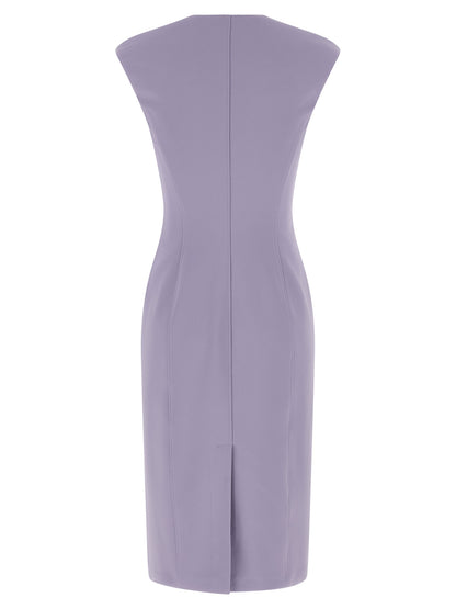 Purple Polyester Midi Dress